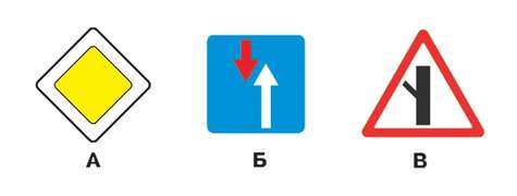 Какие из указанных знаков предоставляют право преимущественного проезда нерегулируемых перекрестков?